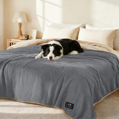 Waterproof Pet Blanket, Liquid Pee Proof Dog Blanket for Sofa Bed Couch, Reversible Sherpa Fleece Furniture Protector Cover for Small Medium Large Dogs Cats, Dark Gray Small（40" x 28"）