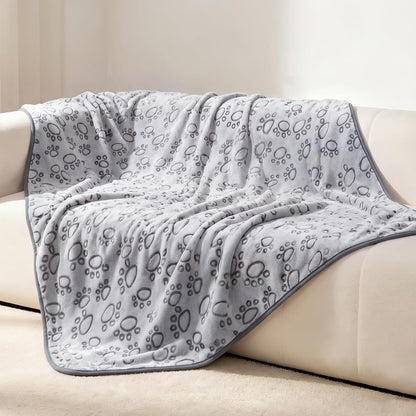 Luciphia Fluffy Paw Print Dog Blanket Large/Medium/Small, Soft Fleece Throw