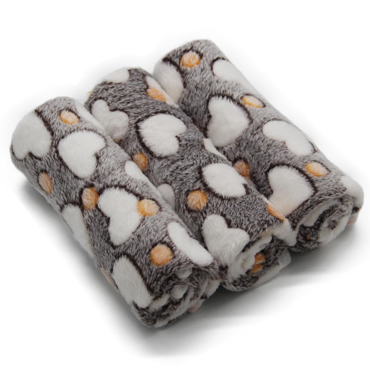 1 Pack 3 Puppy Blankets Super Soft Warm Sleep Mat Grey Cute Print Fluffy Fleece Pet Flannel Throw Dog Blankets for Small Dogs Cats,Star&Bone&Love-Medium(29"x20")