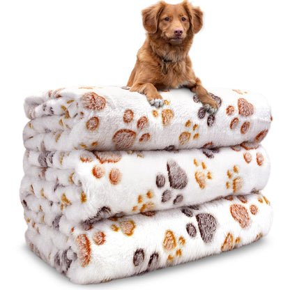 Dog Blankets for Medium Large Dogs, Cute Paw Pattern Washable 41" x 31"