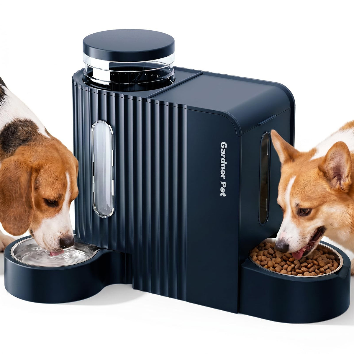 Gravity Automatic Cat Feeder, Water & Food Dispenser Set, Stainless Bowls