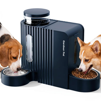 Gravity Automatic Cat Feeder, Water & Food Dispenser Set, Stainless Bowls