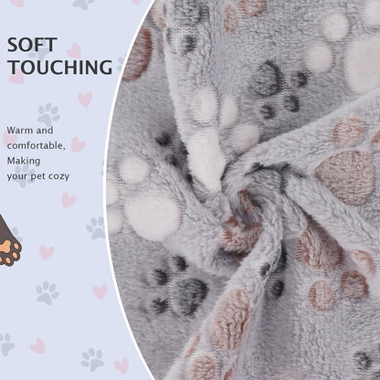 BVAGSS 6 Pack Small Dog Blanket, Super Soft Warm Pet Cover Blankets, Paw Print Puppy Fleece Flannel Blanket for Small Medium Dogs and Cats MW003