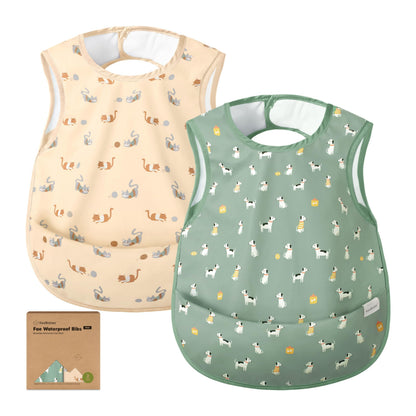 KeaBabies Waterproof Bibs for Baby Girl,Boy, 2-pk Lightweight (Pets & Paws)