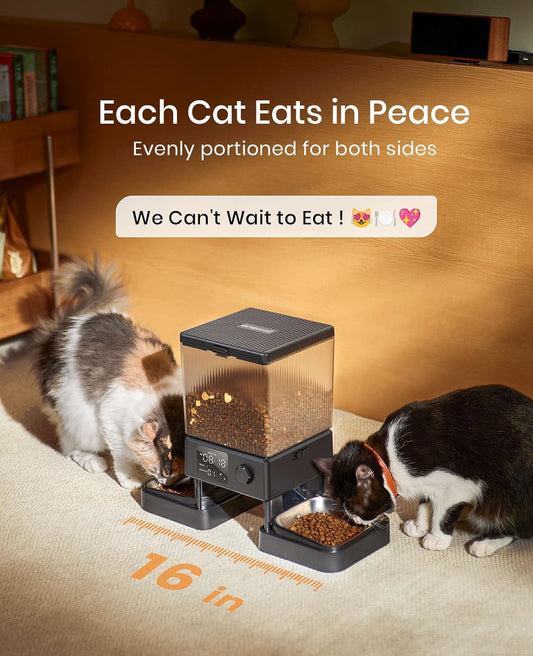 oneisall Automatic Cat Feeder for 2 Cats Pets, Timed Cat Food Dispenser