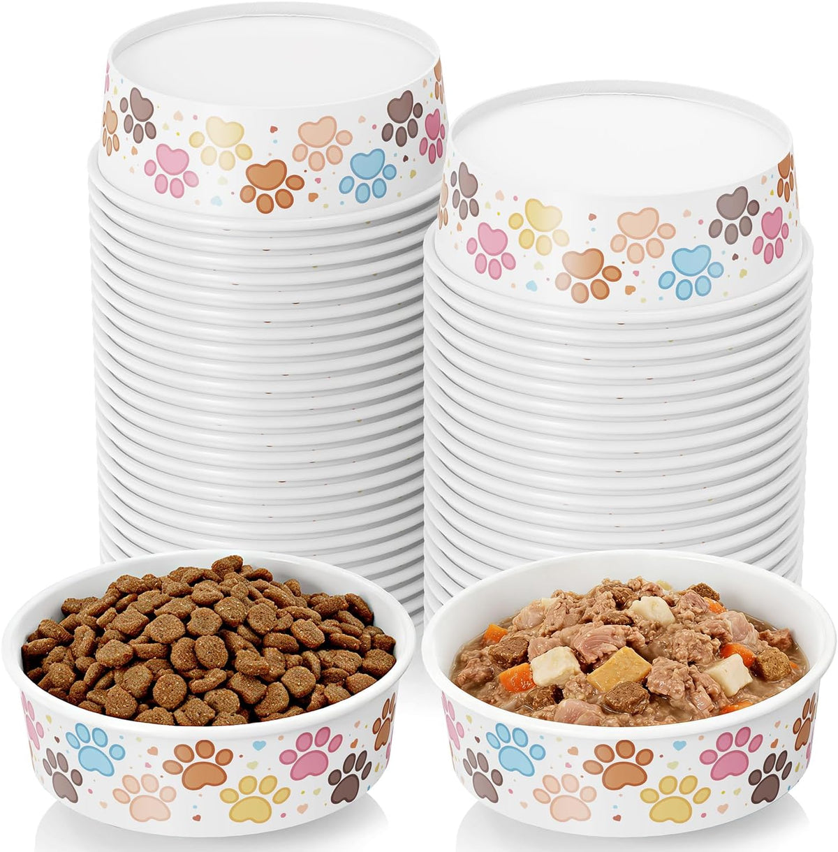 50Pack Disposable Dog Bowls, 16oz Paper Pet Bowls for Cats and Dogs