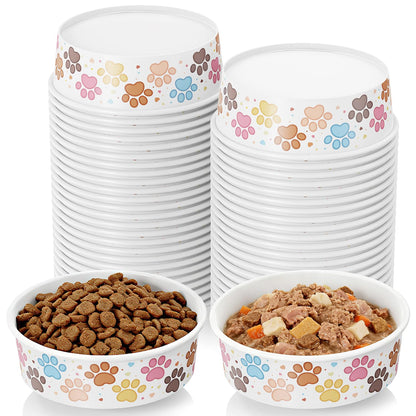 50Pack Disposable Dog Bowls, 16oz Paper Pet Bowls for Cats and Dogs