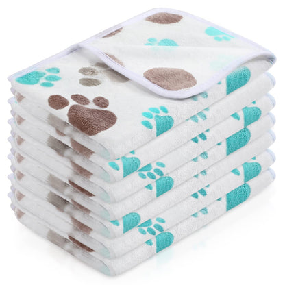 Tatuo 4 Pcs Fleece Dog Blankets for Puppy Cat, Mixed, 24 x 16 in, Paw