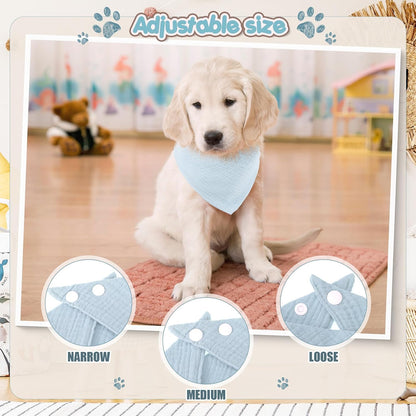 10 Pcs Muslin Cotton Triangle Dog Bandanas Reversible Pet Bibs Scarf Dog Scarves with Two Snaps Apparel Accessories Kerchief for Small to Medium Puppy Cat(Warm & Neutral Color)