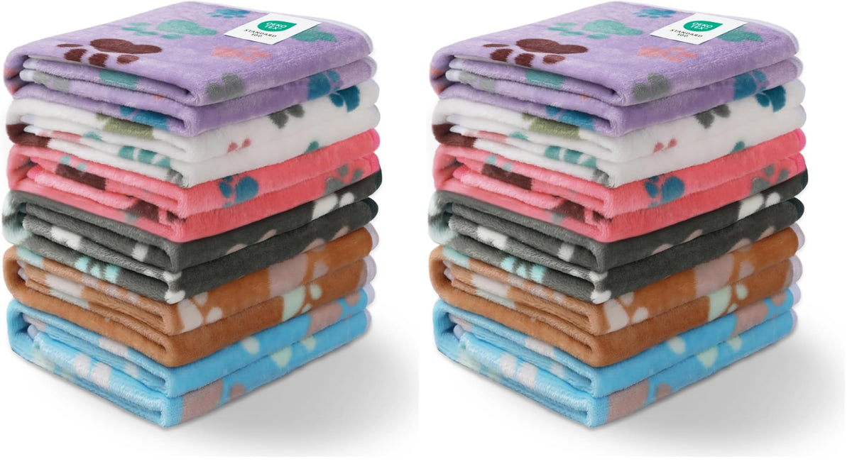 1 Pack 6 Blankets Dog Cat Soft Fluffy Fleece Pet Blanket Warm Cute Print Design Puppy Kitten Blanket Doggy Dot Small(23"x16")
