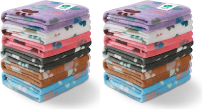 1 Pack 6 Blankets Dog Cat Soft Fluffy Fleece Pet Blanket Warm Cute Print Design Puppy Kitten Blanket Doggy Dot Small(23"x16")