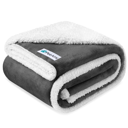 PetAmi Waterproof Dog Blanket for Large Dog Cat Pet, 60x80, Grey Sherpa