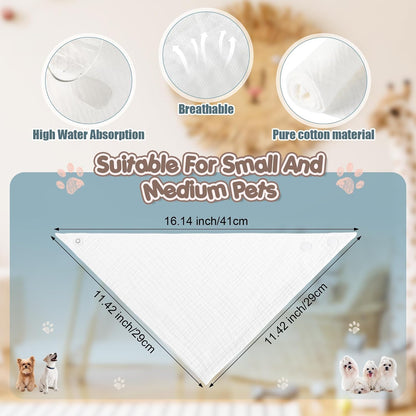 10 Pcs Muslin Cotton Triangle Dog Bandanas Reversible Pet Bibs Scarf Dog Scarves with Two Snaps Apparel Accessories Kerchief for Small to Medium Puppy Cat(Light & Bright Color)