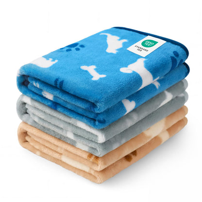 Luciphia 1 Pack 3 Blankets Fluffy Premium Fleece Pet Blanket Flannel Paw Printed Throw for Dog Cat(Small 23x16'', Grey)
