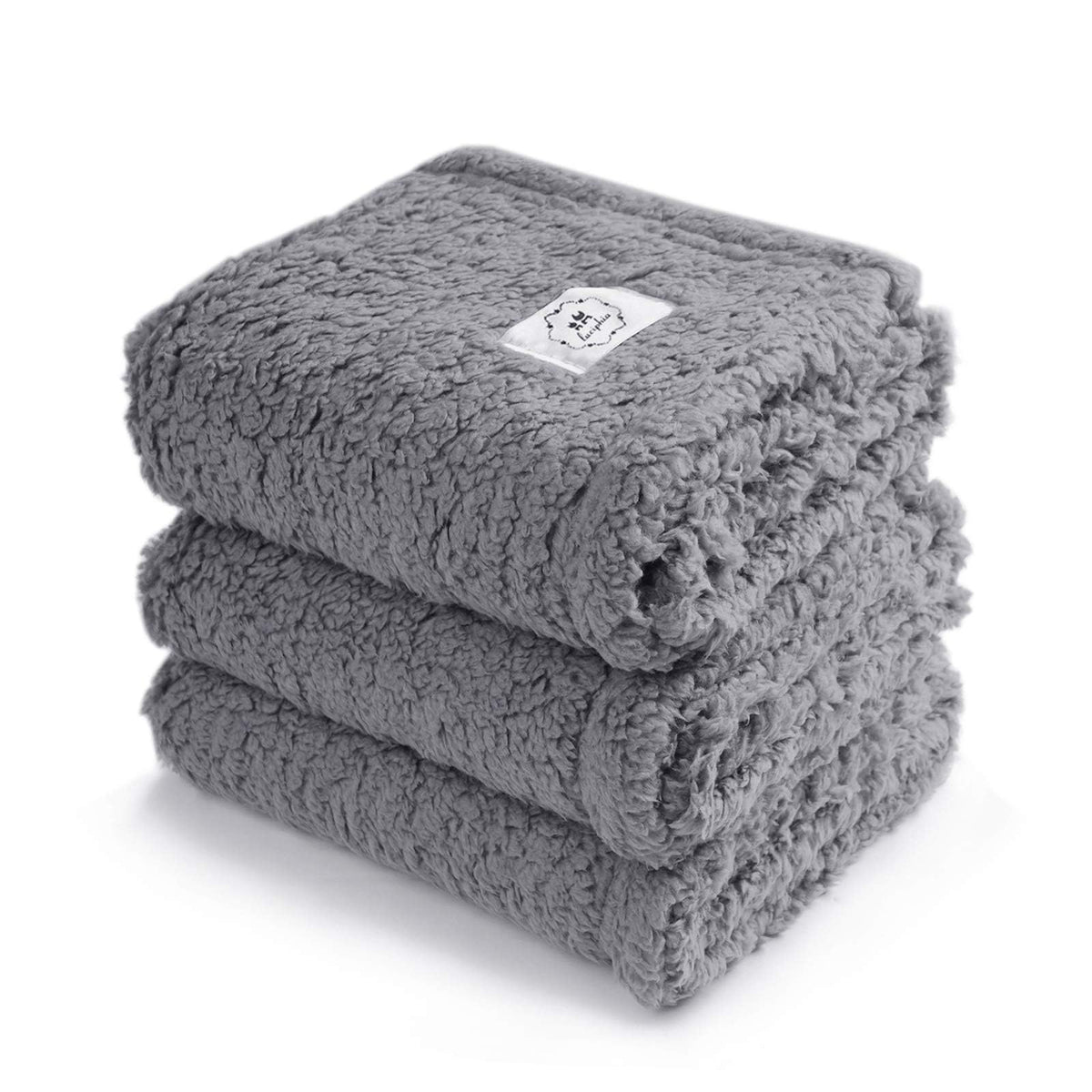 1 Pack 3 Calming Blankets Fluffy Premium Fleece Pet Blanket Soft Sherpa Throw for Dog Puppy Cat Beige Large (41" x31'')
