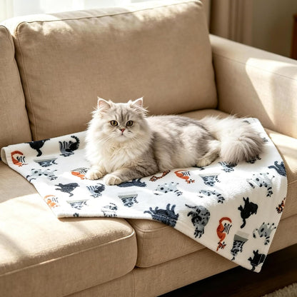 Cat Print Blanket for Indoor Cats Flannel, Kitten Throw Blankets, 16"x23"