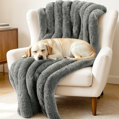 Dog Blanket for Small Dogs, Soft Rabbit Fur Puppy Blanket 25x35 Grey