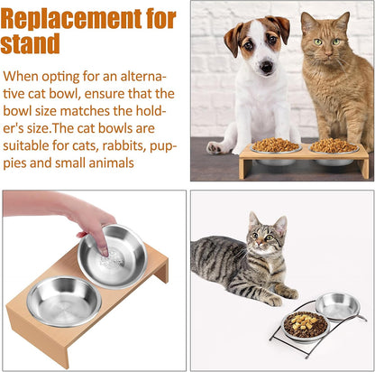 6 Pcs Stainless Steel Cat Bowls, Metal Shallow Cat Bowls Whisker Friendly