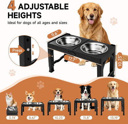 Black Elevated Dog Bowls Large Raised Dogs Bowl Stand Large/Medium Dogs