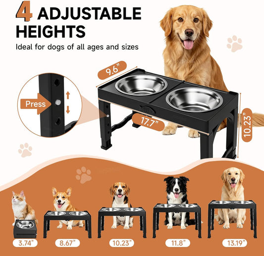 Black Elevated Dog Bowls Large Raised Dogs Bowl Stand Large/Medium Dogs