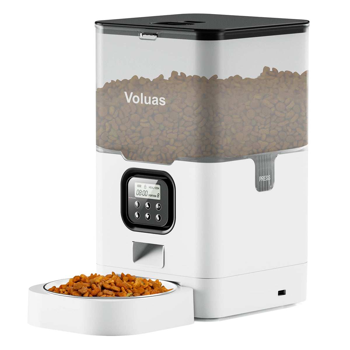 VOLUAS Automatic Cat Feeder, 4L Timed Dry Food Dispenser for Cats & Dogs