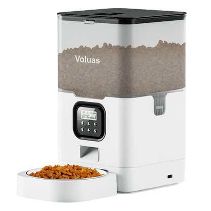 VOLUAS Automatic Cat Feeder, 4L Timed Dry Food Dispenser for Cats & Dogs