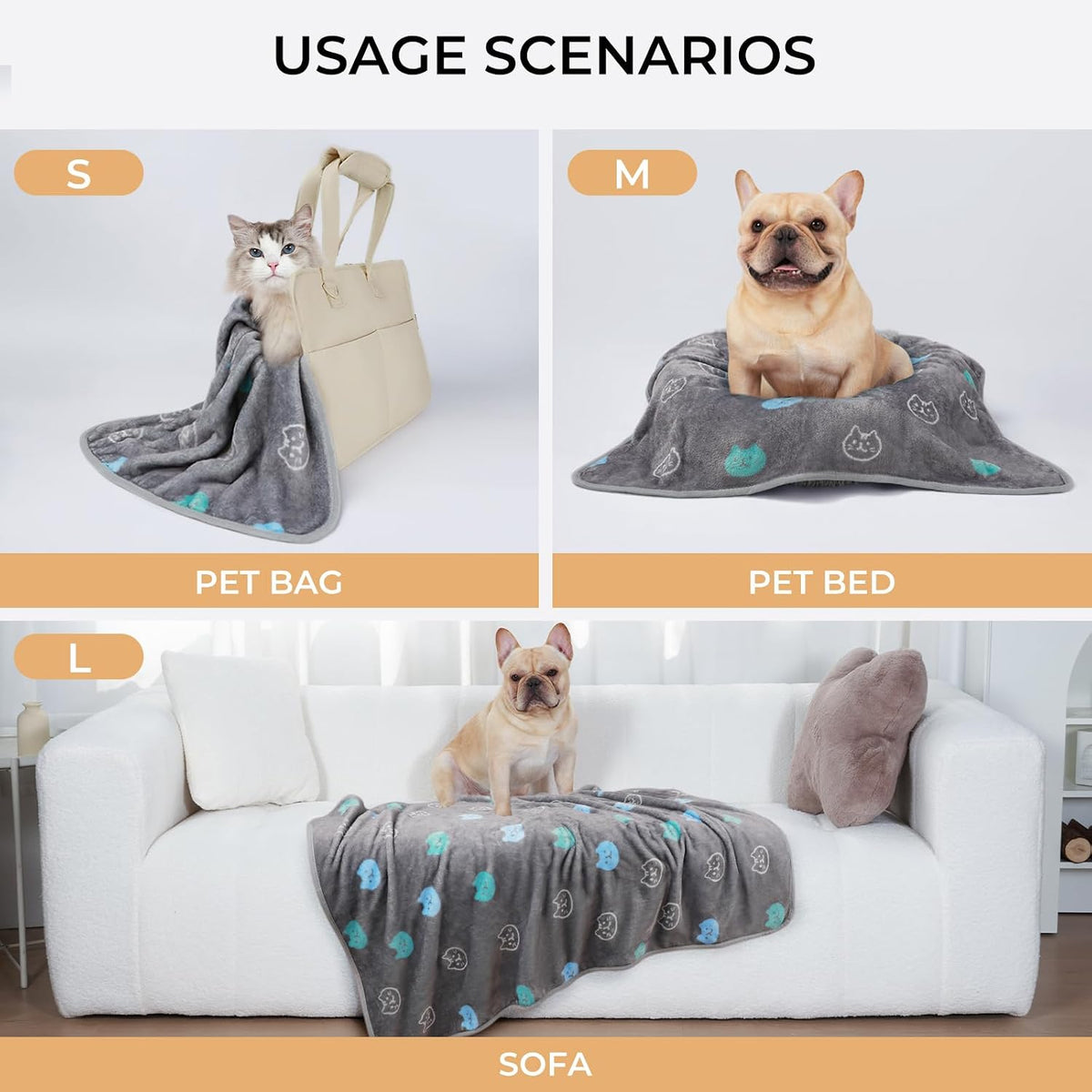 Luciphia 3 Pack Cute Cat Blankets Cozy Small Throw for Pet Puppy,23"x16"