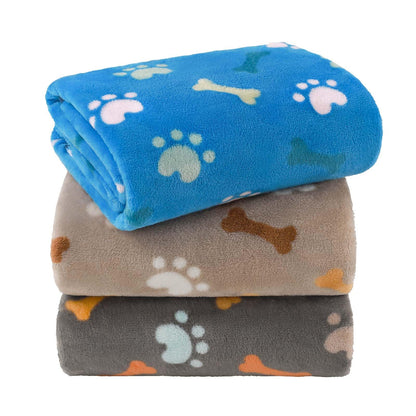 LINENLUX Dog Blankets 3-Pack, Super Soft Fluffy Fleece Pet Throw Warm