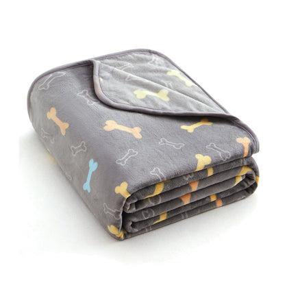 Allisandro 350 GSM-Super Soft and Premium Fuzzy Flannel Fleece Pet Dog Blanket, The Cute Print Design Washable Fluffy Blanket for Puppy Cat Kitten Indoor Outdoor, Grey, 40 x 32 Inches