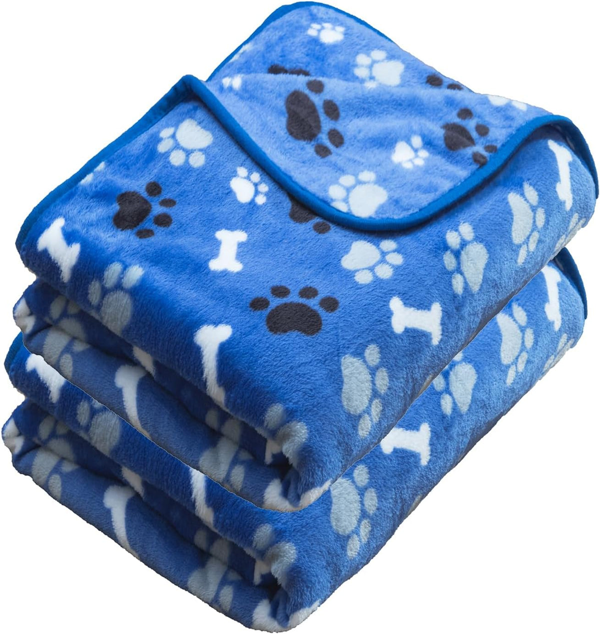 Dog Blanket 2 Pack Soft Flannel Pet Blanket for Dogs & Cats, Cozy Puppy Blanket for Couch Bed Crate, Washable Paw Print Throw 40 * 30 Inch Grey&Brown