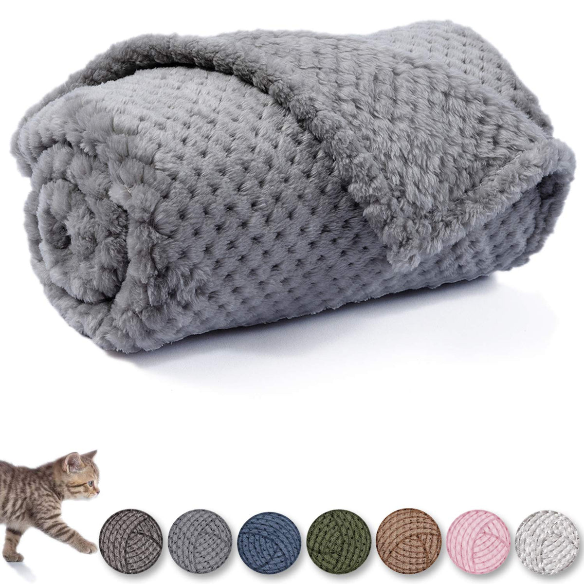 Warm Soft Fuzzy Dog or Cat Blanket, Plush Fleece Throws for Puppy, Kitten, Medium, Large Dogs - Blue (M/32" x 40")