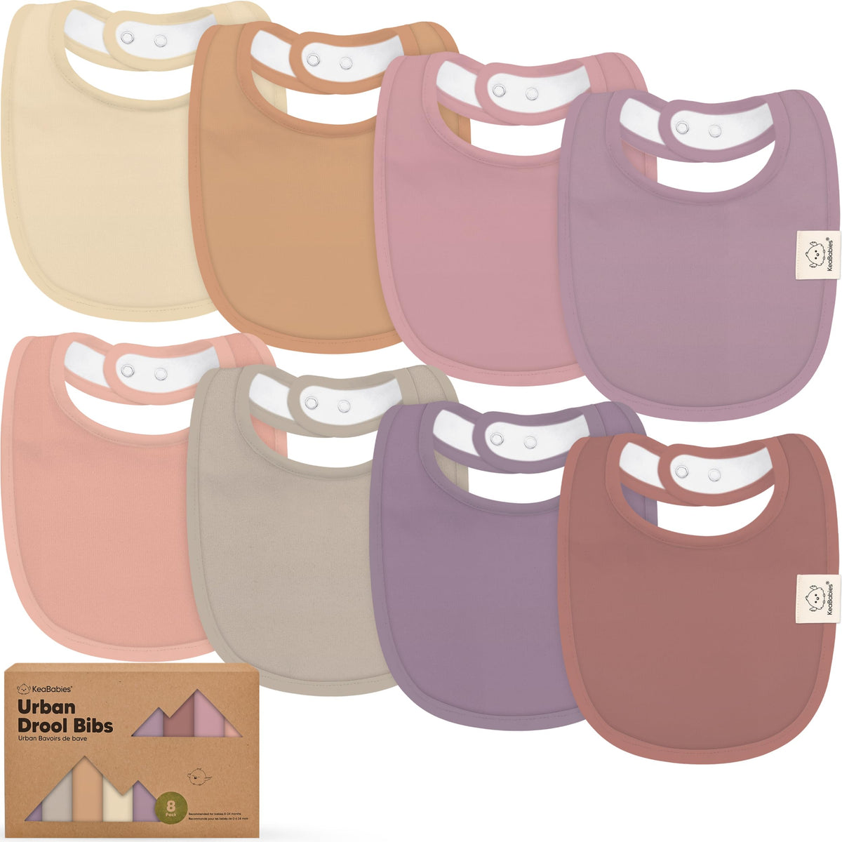 KeaBabies 8-Pack Organic Baby Bibs for Drooling and Teething (Pets & Paws)