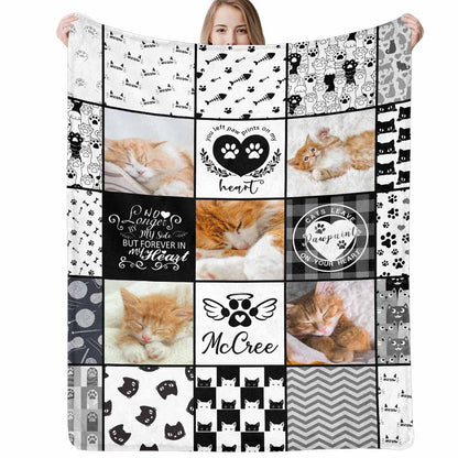 Custom Blanket with Pet Picture & Name, Personalized Photo Funny Cat Dog Face Throw Blanket, Printed Soft Warm Plush Fleece Customized Blanket for Couch Bed Sofa, Gifts for Dog Dad Mom Pet Lovers