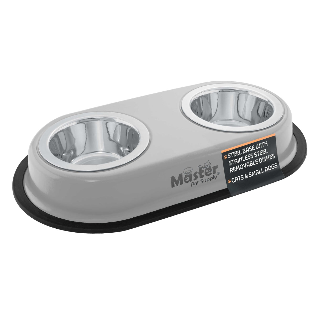 Master Pet Supply Double Dog Bowls Set with Elevated Base Black Velvet