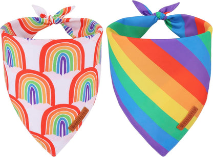 ADOGGYGO Rainbow Dog Bandana, 2 Pack Pride Bandana for Dogs, X-Large