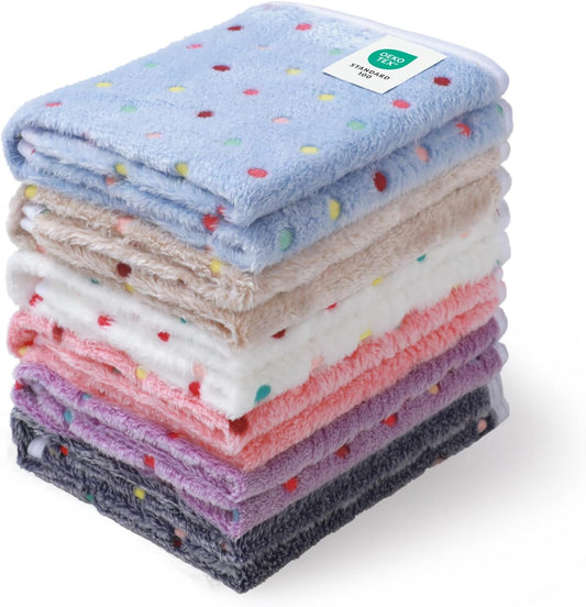 1 Pack 6 Blankets Dog Cat Soft Fluffy Fleece Pet Blanket Warm Cute Print Design Puppy Kitten Blanket Doggy Dot Small(23"x16")