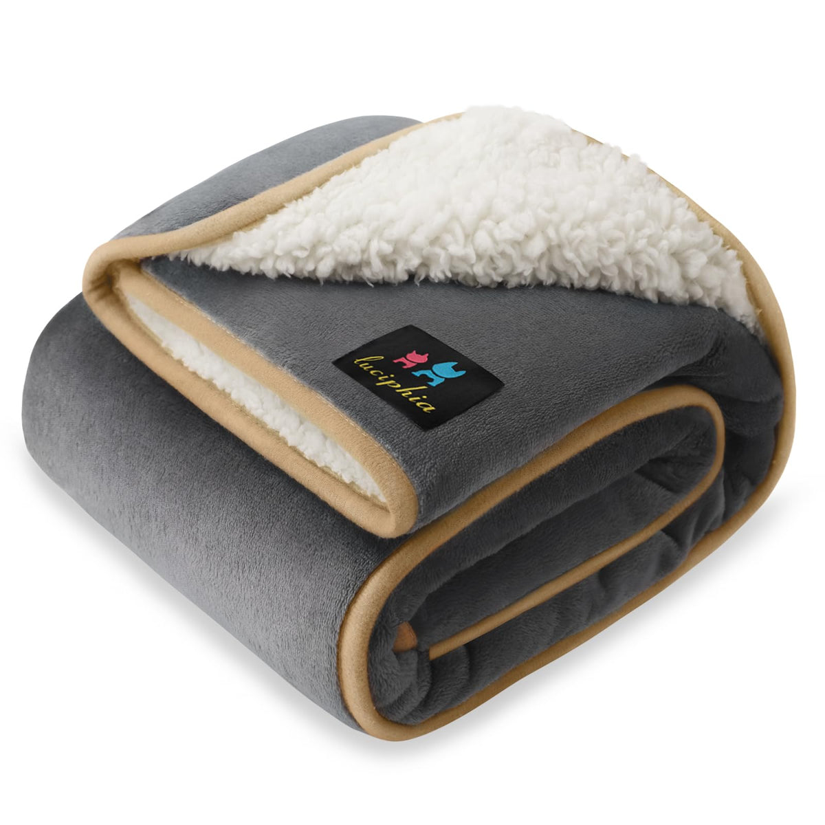 Luciphia Waterproof Blanket for Large Dog, Reversible Sherpa Bed Cover