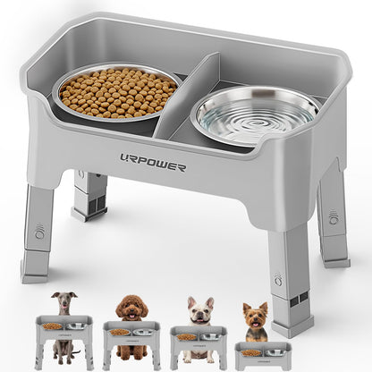 URPOWER Elevated Dog Bowls, 3-in-1 Double Deck Raised Dog Bowl Stand