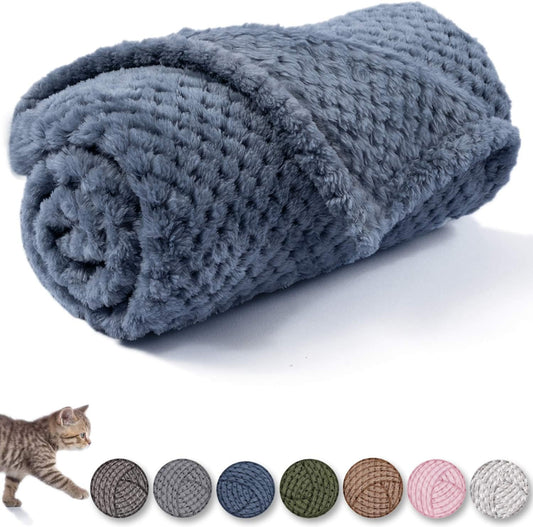 Warm Soft Fuzzy Dog or Cat Blanket, Plush Fleece Throws for Puppy, Kitten, Medium, Large Dogs - Blue (M/32" x 40")