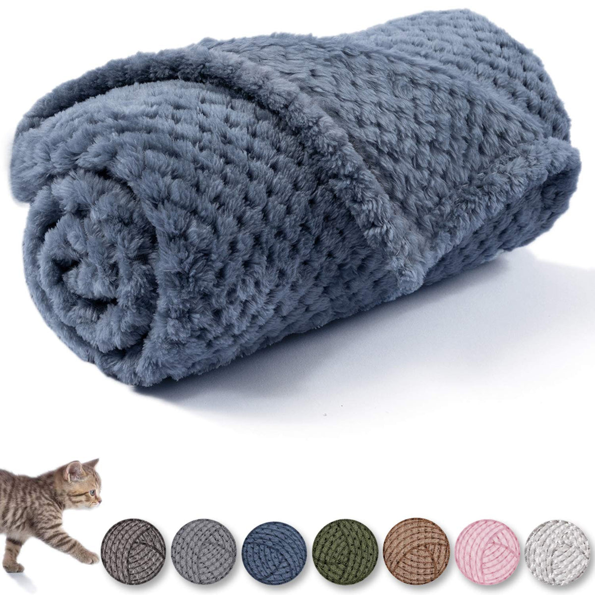 Warm Soft Fuzzy Dog or Cat Blanket, Plush Fleece Throws for Puppy, Kitten, Medium, Large Dogs - Blue (M/32" x 40")
