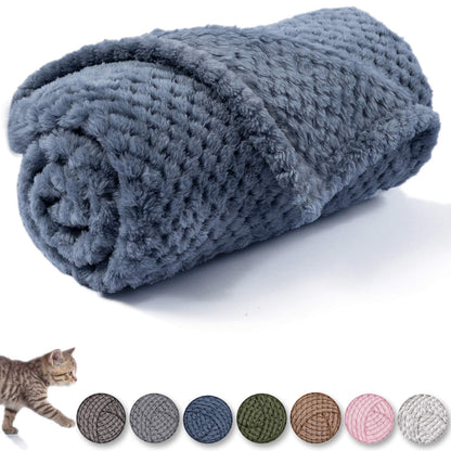 Warm Soft Fuzzy Dog or Cat Blanket, Plush Fleece Throws for Puppy, Kitten, Medium, Large Dogs - Blue (M/32" x 40")