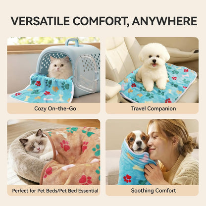 LINENLUX Dog Blankets 3-Pack, Super Soft Fluffy Fleece Pet Throw Warm