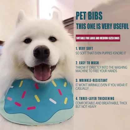 Cute Dog Bandana Cartoon Donuts Pet Dog Bib Neckerchief Cat Bandana Waterproof Pet Bib for Medium to Large Dogs Adjustable Pet Bandana Golden Retriever Alaskan Samoyed