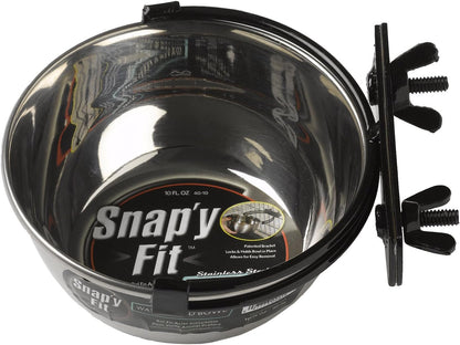 MidWest Homes for Pets Snap'y Fit Stainless Steel Food or Water Bowl, Holds 1 Quart, Mounts to Wire Crates, No-Tip Design, Rust-Resistant, for Dogs and Cats