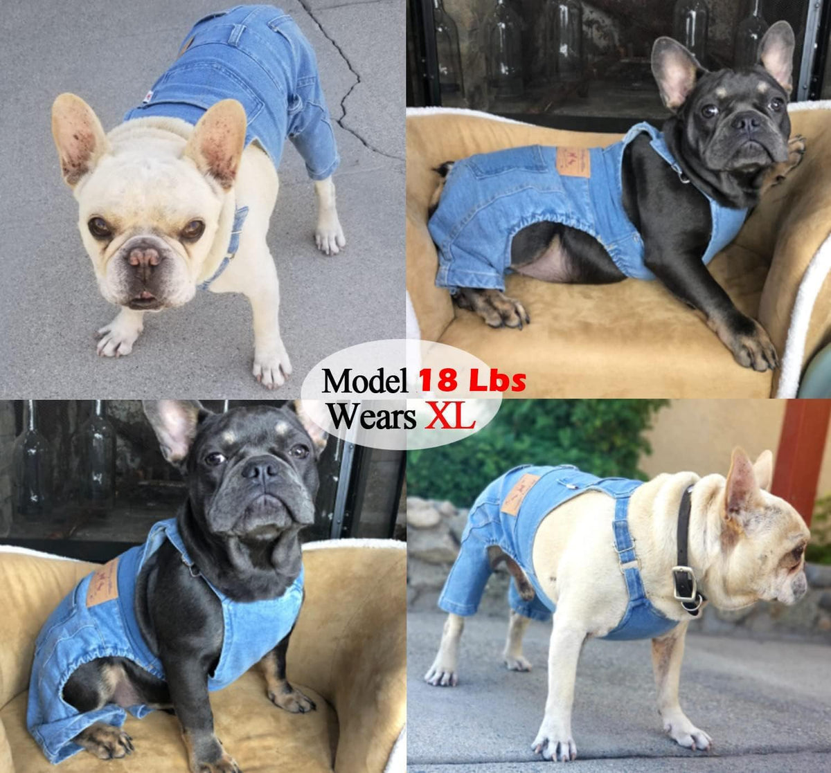 Dog Overalls for Medium Dogs Outfit French Bulldog Clothes Denim Dog Jeans
