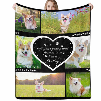 Custom Blanket with Pet Picture & Name, Personalized Photo Funny Cat Dog Face Throw Blanket, Printed Soft Warm Plush Fleece Customized Blanket for Couch Bed Sofa, Gifts for Dog Dad Mom Pet Lovers