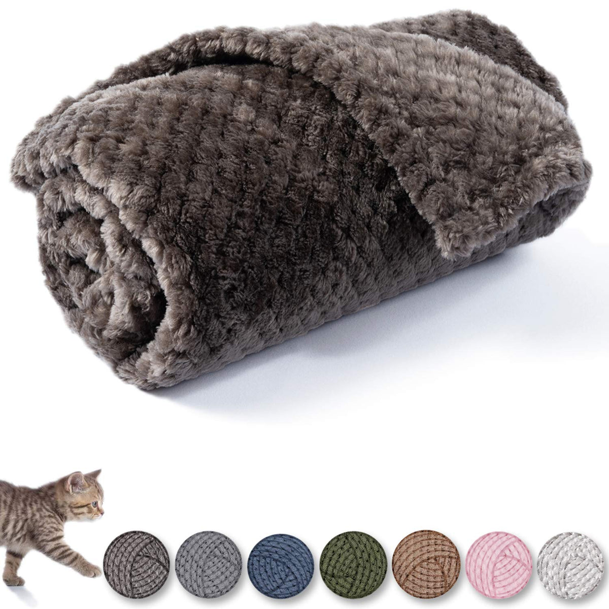 Warm Soft Fuzzy Dog or Cat Blanket, Plush Fleece Throws for Puppy, Kitten, Medium, Large Dogs - Blue (M/32" x 40")