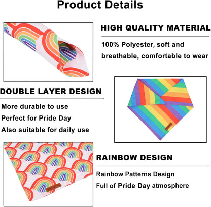 ADOGGYGO Rainbow Dog Bandana, 2 Pack Pride Bandana for Dogs, X-Large