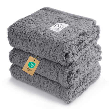 1 Pack 3 Calming Blankets Fluffy Premium Fleece Pet Blanket Soft Sherpa Throw for Dog Puppy Cat Beige Large (41" x31'')