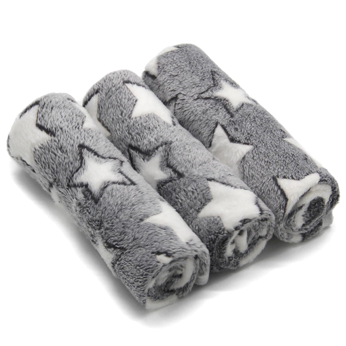 1 Pack 3 Puppy Blankets Super Soft Warm Sleep Mat Grey Cute Print Fluffy Fleece Pet Flannel Throw Dog Blankets for Small Dogs Cats,Star&Bone&Love-Medium(29"x20")
